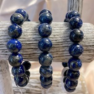 12mm Lapis Lazuli Natural Healing Crystal Stretch Bracelet